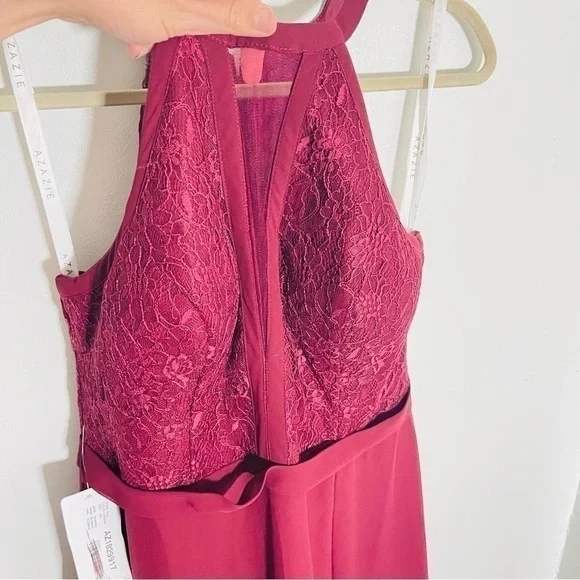 Azazie Burgundy Maxi Dress - Picture 6 of 7